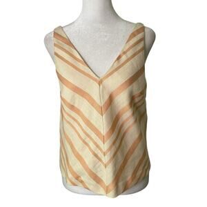 HD in Paris cream & orange striped sleeveless v-neck top size 2